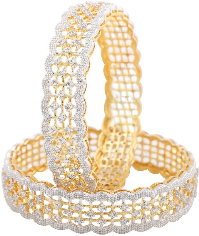anika fashion house Metal Cubic Zirconia Gold-plated Kada(Pack of 2)