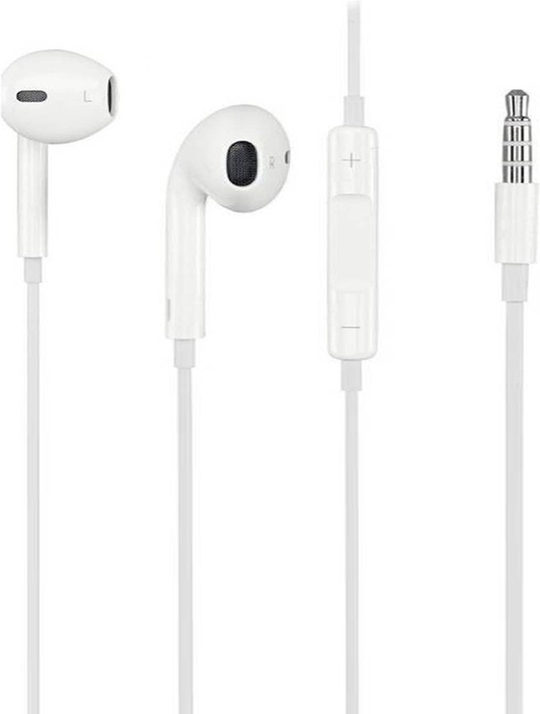sleek edge in-Ear Earphones/ Headset With Mic And Remote (White) Wired Headset with Mic(White, In the Ear)