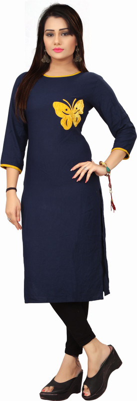 the3536 Casual Floral Print Women Kurti(Blue)