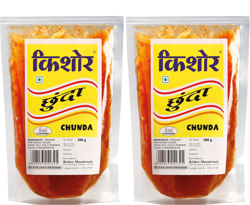 kishor masalewale Combo Pack Chunda Mango, Red Chilli Pickle(400 g, Pack of2)