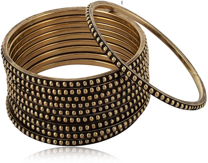 mi overseas Brass Gold-plated Bangle Set(Pack of 10)
