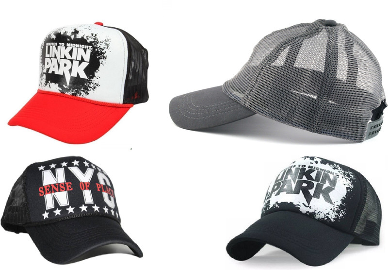 Alcove Printed Sports Casual Linkin Park And NYC Cap(Pack of 4)