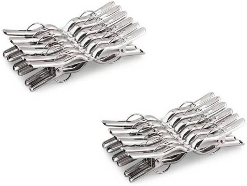 uplabdh Steel cloth clip Cloth Drying Hanger Clip Standard Stainless Steel Hanging(Set of 24, Silver)