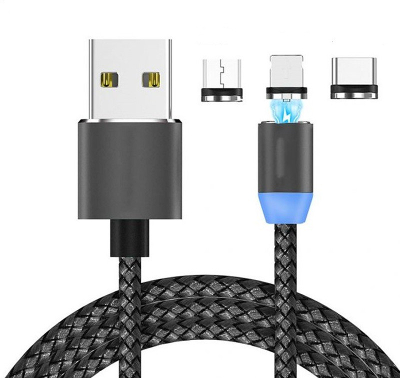 shoppecruise USB Type C / IOS / Micro USB Cable 3 IN 1 Magnetic Fast Charging Cable Magnetic Charging Cable(Compatible with For all Smartphones with Type C, iPhone, MicrUSB, Mixed Colours, Sync and Charge Cable)