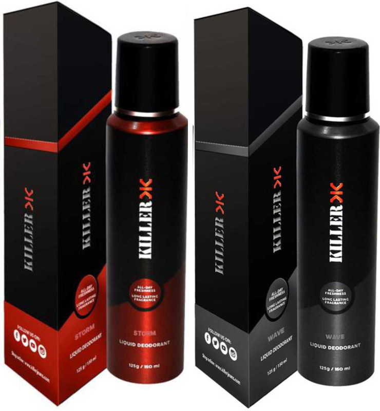 KILLER Storm, Wave (150ml Each) Deodorant Spray  -  For Men & Women(300 ml, Pack of 2)