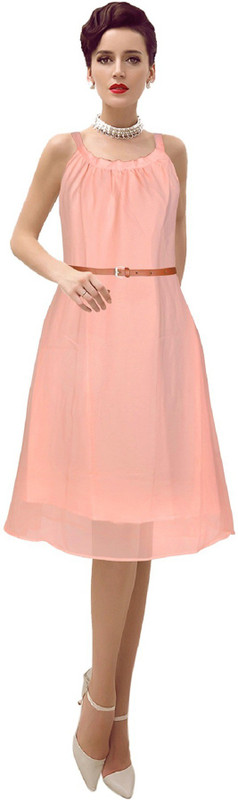 leona enterprise Women Fit and Flare Pink Dress