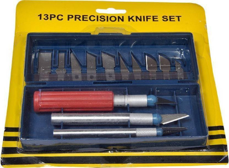rmendous Hobby Precision Carving Razor Tool Set Kit Plus Case X-Acto Crafts Scraps Plastic Grip Hand-held Paper Cutter(Set Of 13, Metal)