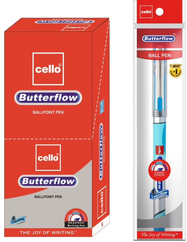 Cello Butterflow Blue Ball Pen(Pack of 10)