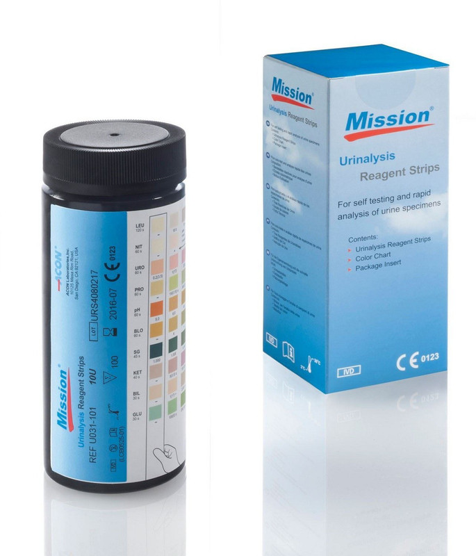 Mission Urine Strips 10U (10 parameters) 100 Strips Ph Test Strip(0 - 100)