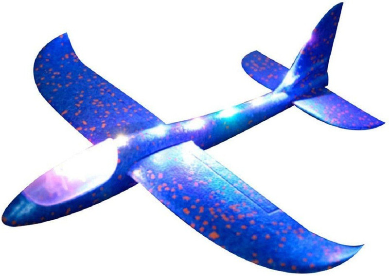 ruhanenterprise Hand Launch Throwing 48cm Glider EVA Aircraft LED Light Airplane(Multicolor)