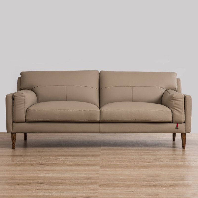 Durian Lorraine Beige Leatherette 3 Seater  Sofa(Finish Color - Mushroom Brown)