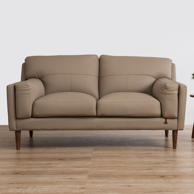 Durian Lorraine Beige Leatherette 2 Seater  Sofa(Finish Color - Mushroom Brown)