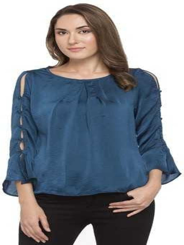 style riders Casual Full Sleeve Solid Women Blue Top