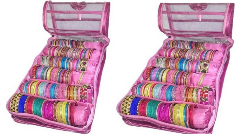ultimatefashionista combo 6rod satin bangle box,vanity box,jewellery box,makeup storage vanity box, jeweller box Vanity Box(Pink)