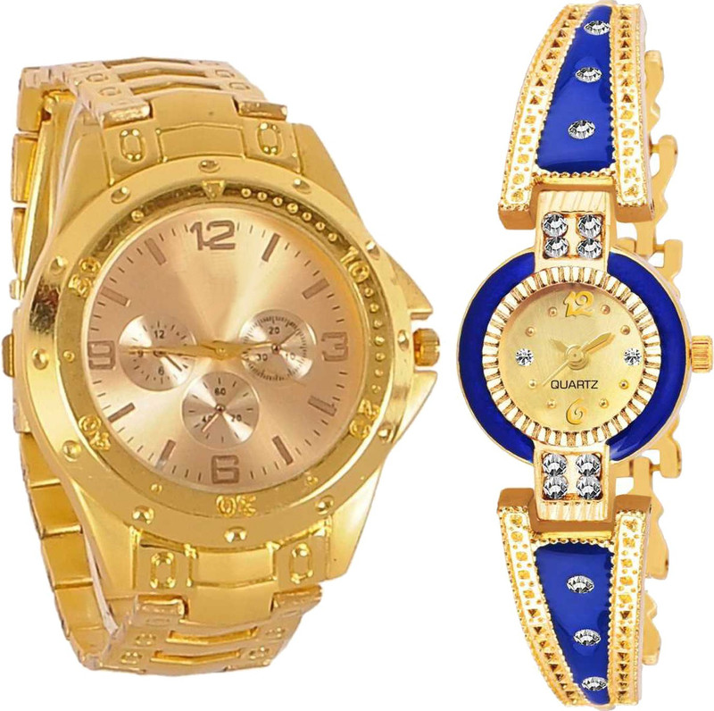 fotoablearc 208523 Royal Gold couple watches for lovers and Analog Watch - For Couple Analog Watch  - For Men & Women