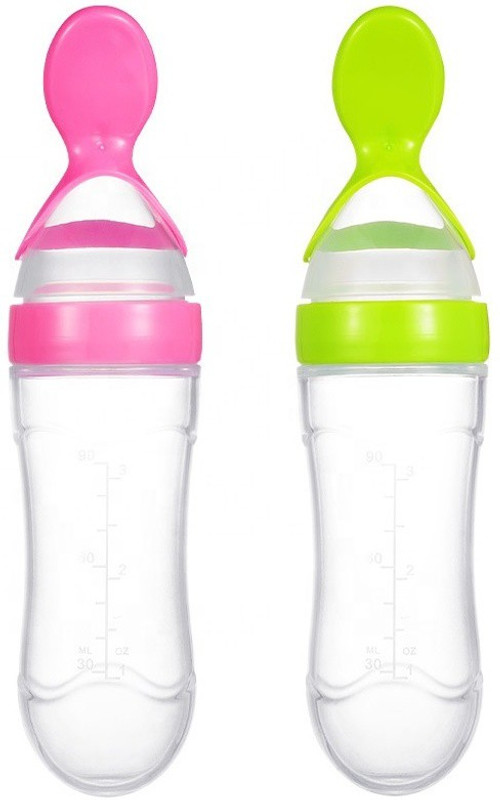Baby feeding bottle 2025 with spoon attached