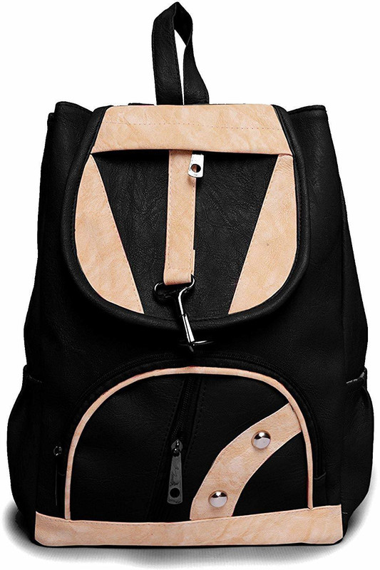kts girls fancy stylish pu bagpack 5 L Backpack(Black)