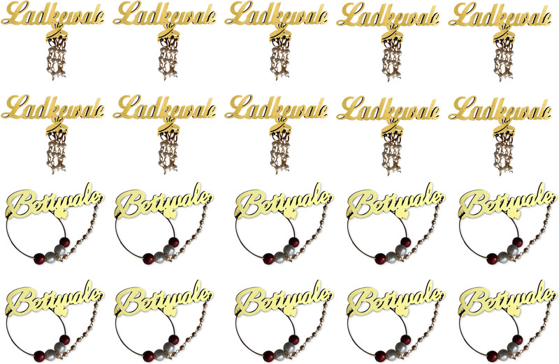 urban engrave Ladkewale Betiwale Marriage/Wedding Gold Plated Acrylic Brooches for Men & Women ( PACK OF 20 ) Brooch(Gold)