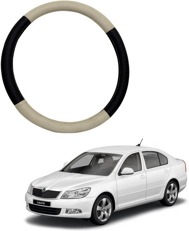 AYW Steering Cover For Skoda Laura(Beige, Brown, Leather)