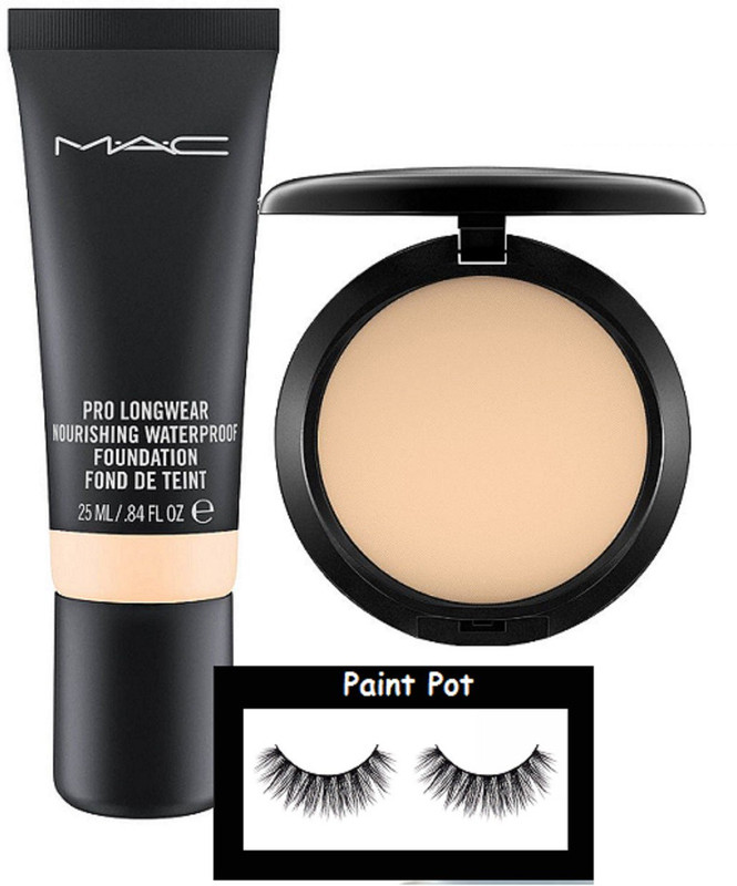 paint pot Eyelashes, Nourshing Waterproof Foundation,Compact(3 Items in the set)