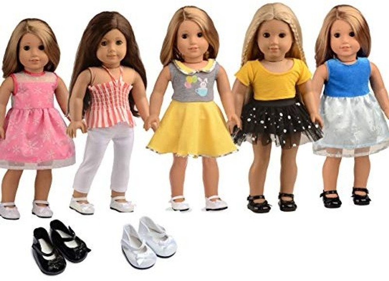 sweet dolly 5PC Lots Doll Clothes for 18 Dolls American Girl Dolls(Multicolor)