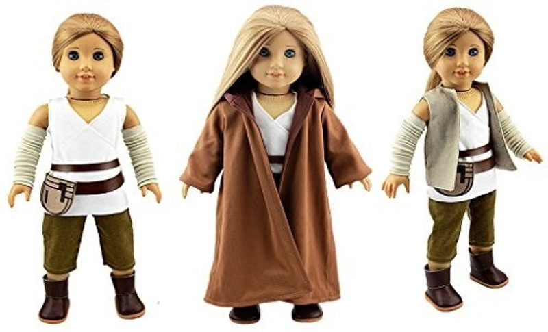 dreamtoyhouse Rey Inspired Jedi Cosplay Costume Outfits and Boots for 18 Inch American Girl Dolls(Multicolor)