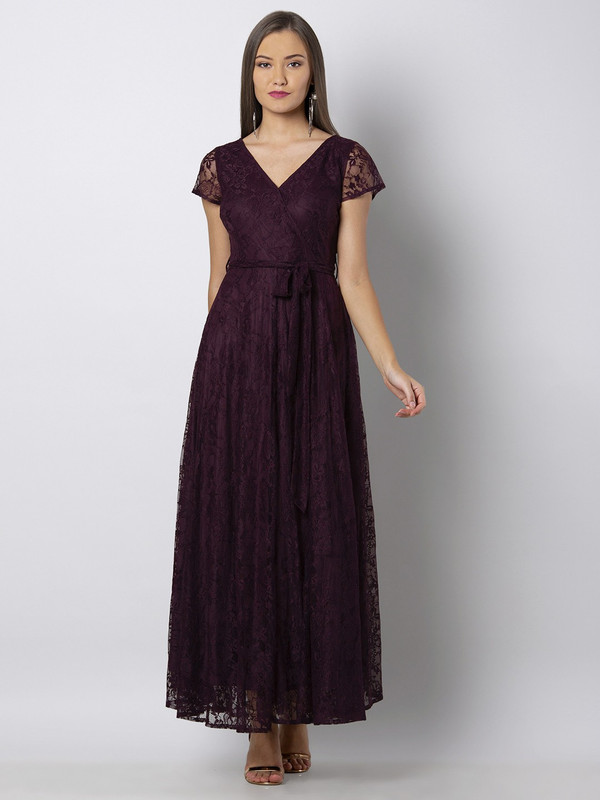 slim fit dress slacks Burgundy Fit & Flare Dress - Large main image 1