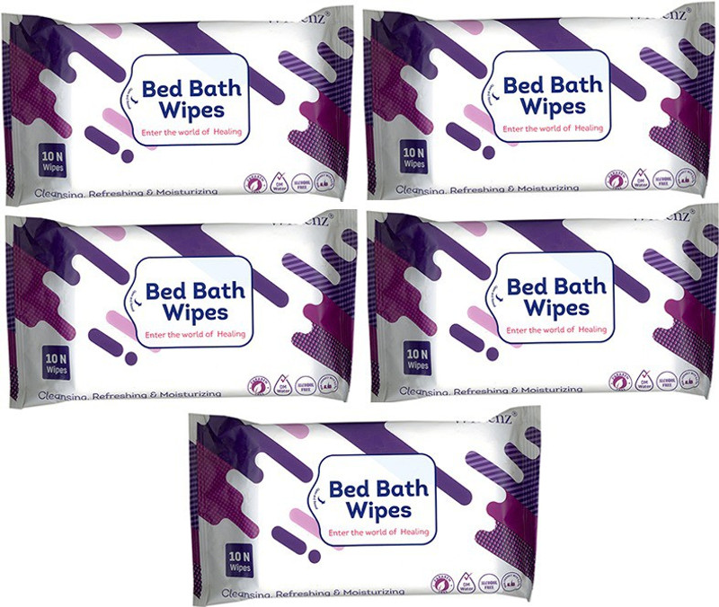 wiclenz Bed Bath Wipes XL - Pack of 10 Wipes - Pack of 5(Pack of 10)