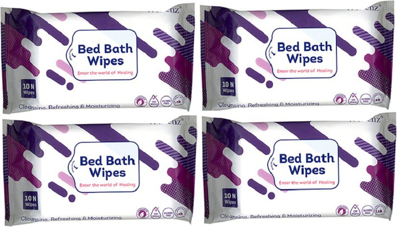 wiclenz Bed Bath Wipes XL - Pack of 10 Wipes - Pack of 4(Pack of 10)