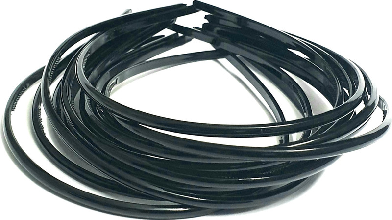 anna creations Girls Set Of 12 Plastic Hair Bands BLACK Hair Band(Black)