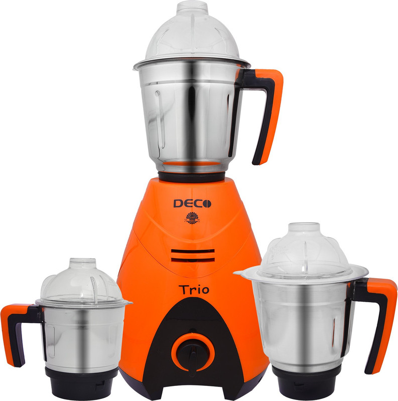 Deco Trio 750W Trio 1 HP Mixer Grinder 750 Mixer Grinder(Orange, 3 Jars)