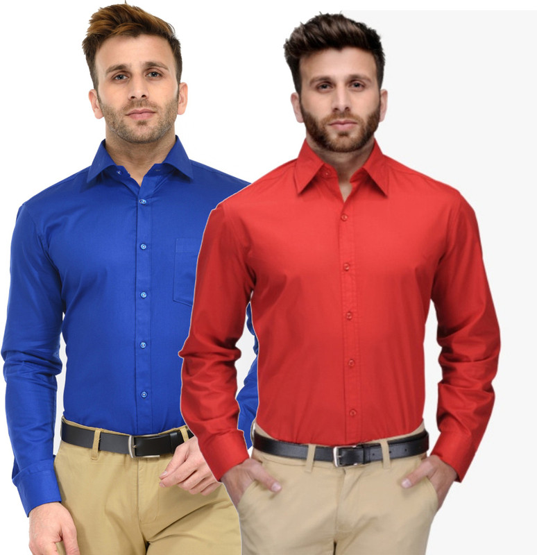 the rich clothing Men Solid Formal Multicolor Shirt(Pack of 2)