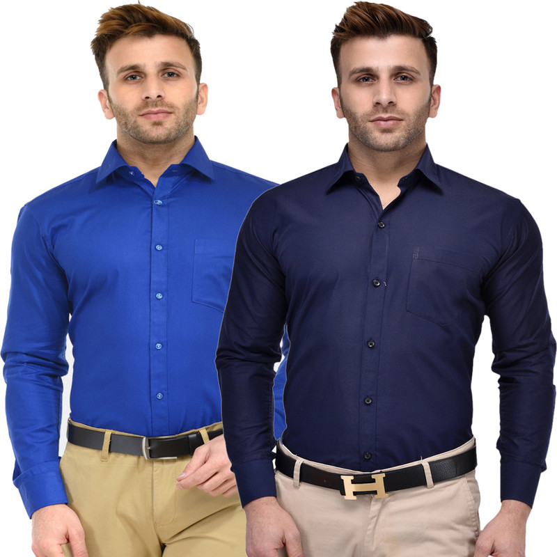 the rich clothing Men Solid Formal Multicolor Shirt(Pack of 2)