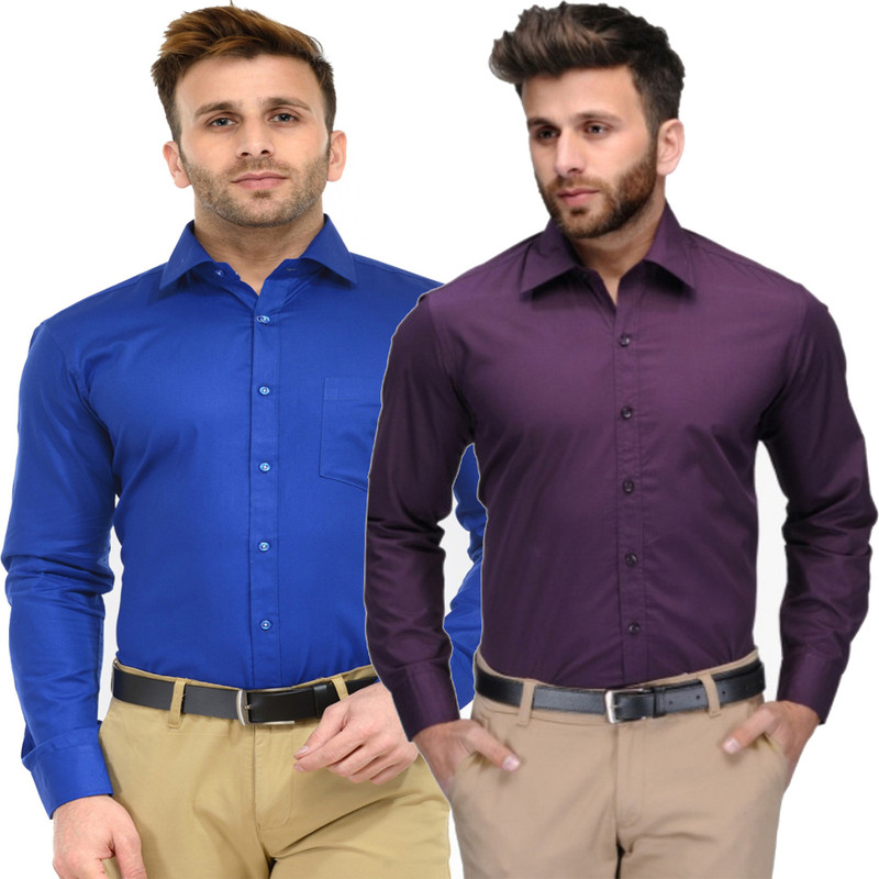 the rich clothing Men Solid Formal Multicolor Shirt(Pack of 2)