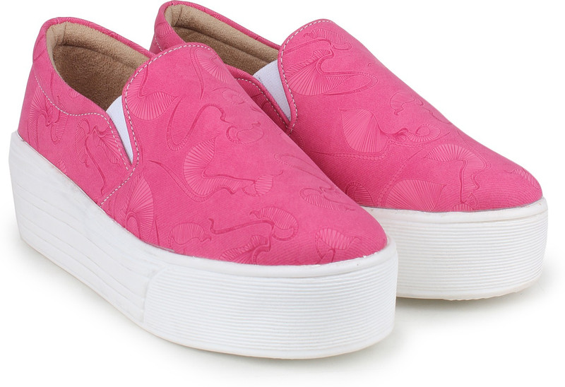 STEEMO Slip On Sneakers For Women(Pink)
