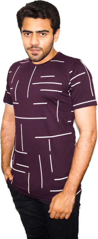 aalishanz Printed Men Round Neck Maroon T-Shirt