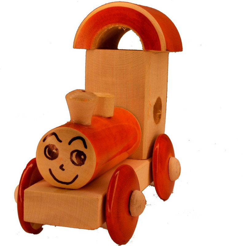 Santarms Handcrafted Wooden Toy Train Engine (Orange)(Orange, Pack of: 1)