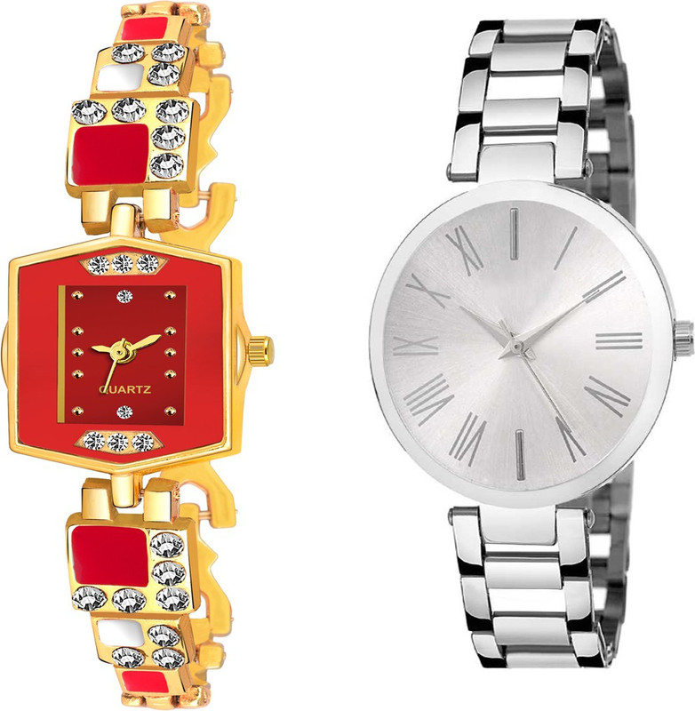 sasy 4679 Best Artist Studded Designer Two Metal Combo Analog Watch  - For Women