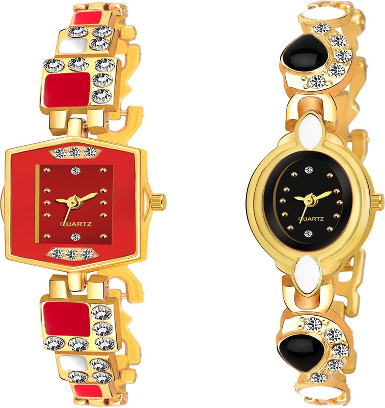 sasy 4643 Best Artist Studded Designer Two Metal Combo Analog Watch  - For Women