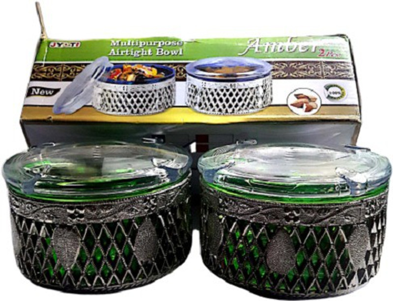 gulzar distributers Serving Container With Airtight Lid Plastic Disposable Bowl(Green, Pack of 2)