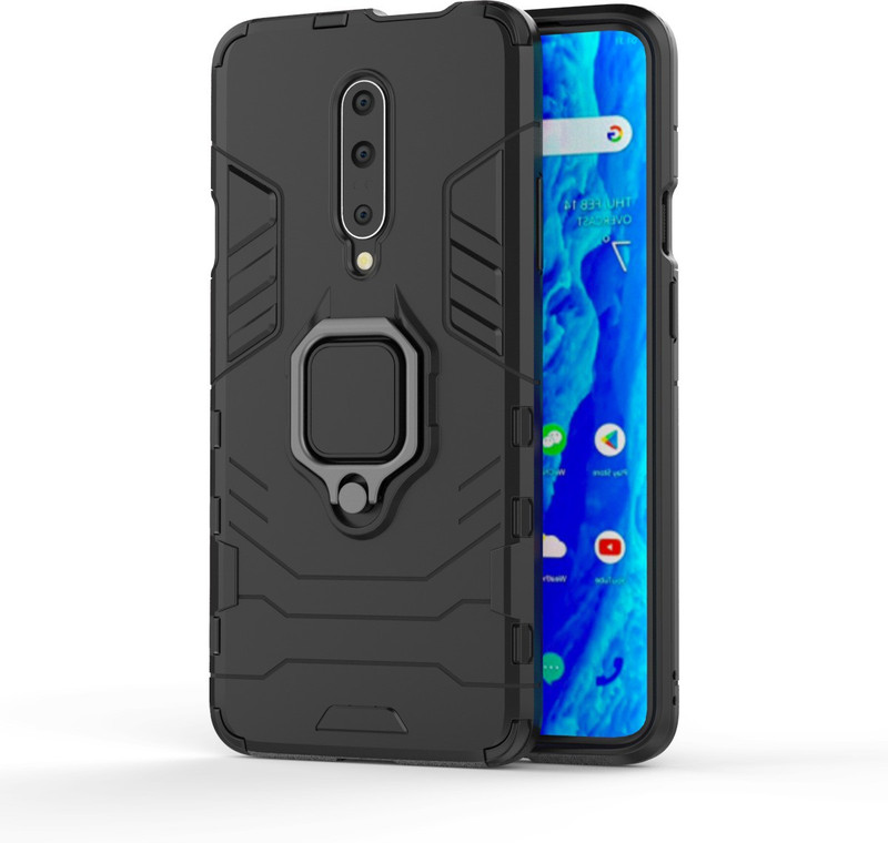 livix Back Cover for Shock Proof Car Mount Ring Case Oneplus 7 Pro(Black, Cases with Holder)