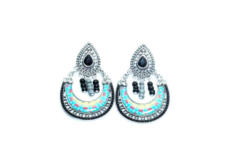 premia Premia Oxidized Gold Stone Design High Quality Dangle & Drop Earring For Women & Girls. (Black) Crystal Drops & Danglers