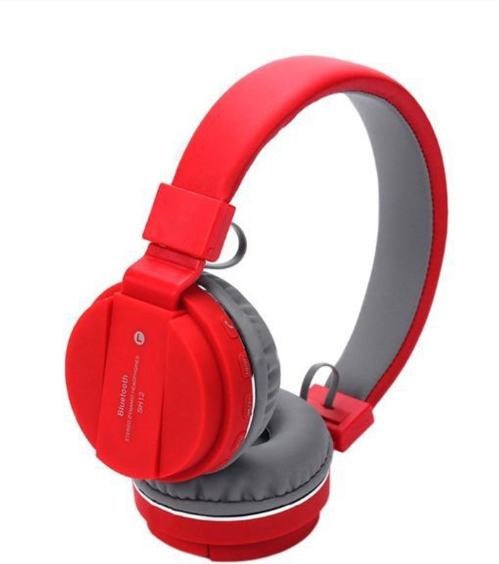 techtrek SH 12 HEADPHONE Bluetooth Headset with Mic(Red, Over the Ear)