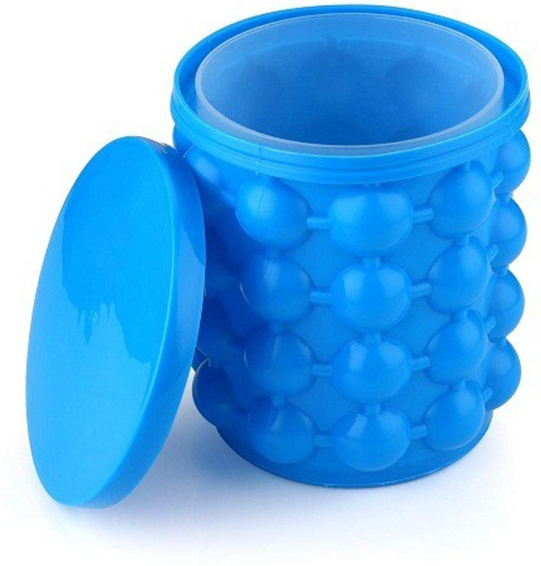shoptoshop Silicone Ice Cube Maker Plastic Ice Bucket(Blue 10 L)