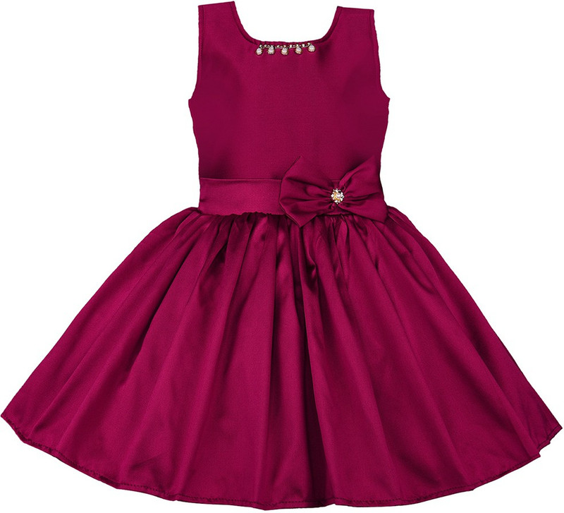 argha apparel Girls Midi/Knee Length Party Dress(Purple, Sleeveless)