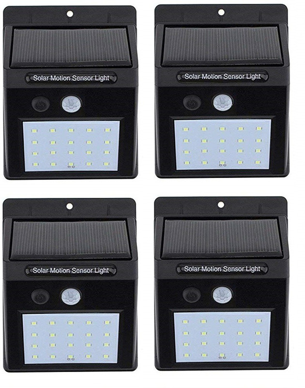 manki fashion GS Tech Zone Ever Brite Solar Power 20 LED Light Outdoor Motion Activated Sensor (Multicolour) -Set of 4 pcs Solar Light Set(Wall Mounted Pack of 4)