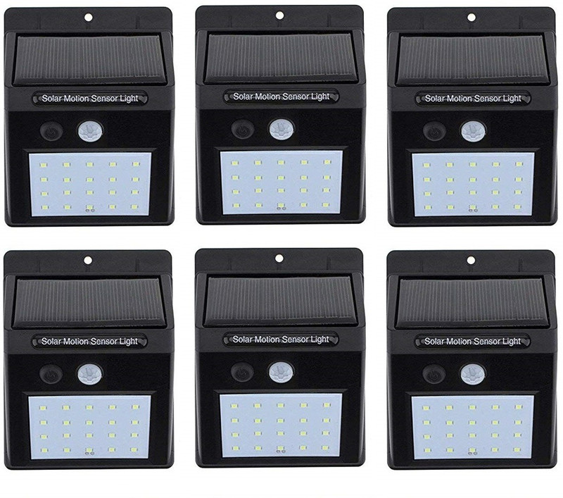manki fashion GS Tech Zone Ever Brite Solar Power 20 LED Light Outdoor Motion Activated Sensor (Multicolour) -Set of 6 pcs Solar Light Set(Wall Mounted Pack of 6)