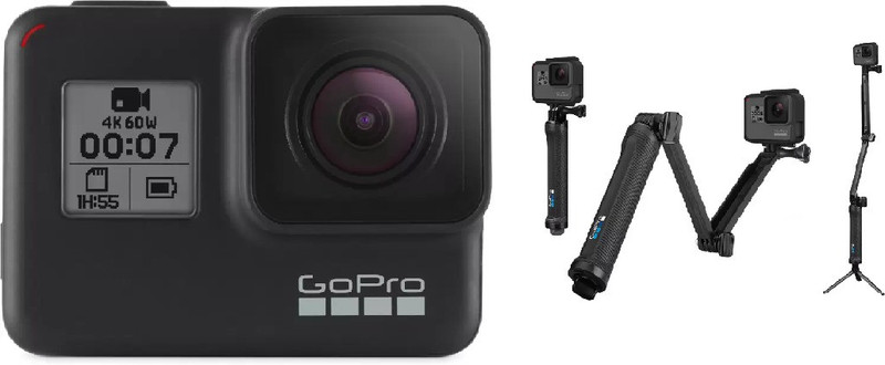 GoPro Hero7 (with 3 Way Mount) Sports and Action Camera(Black, 12 MP)