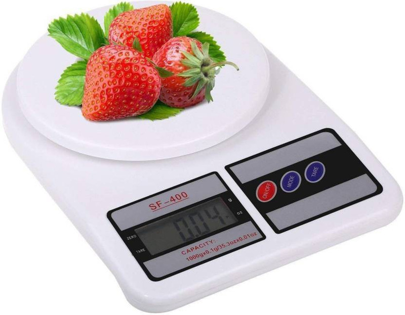 Zeom Electronic Digital 10 Kg Weight Scale Lcd Kitchen Weight Scale Machine Measure for measuring fruits,Spice,Food,Vegetable And More (Sf-400) Weighing Scale -003 Weighing Scale  (White) Weighing Scale(White)