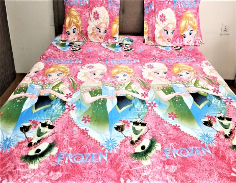 nimbus collections 230 TC Polycotton Double Cartoon Bedsheet(Pack of 1, Pink)